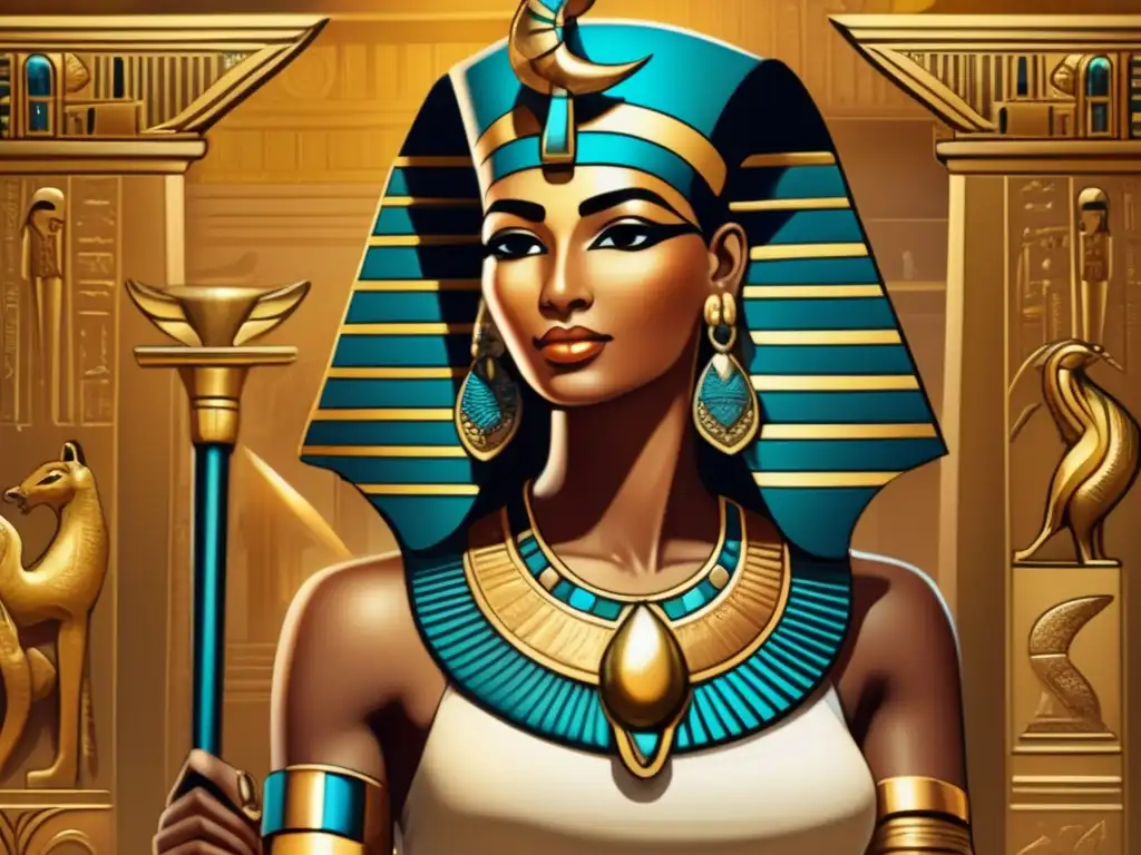 Diosa Serqet del Antiguo Egipto, poder y sabiduría en una imagen 8k ultradetallada