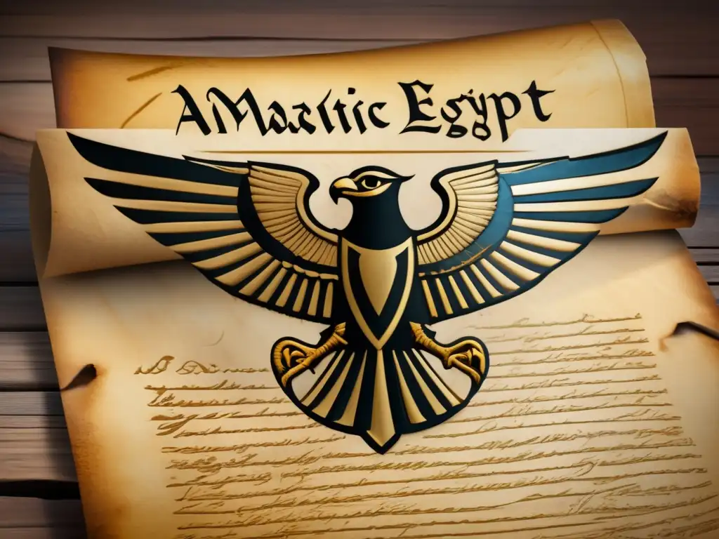Diplomacia egipcia: Tratados históricos en un antiguo pergamino, con bordes desgastados y caligrafía intrincada