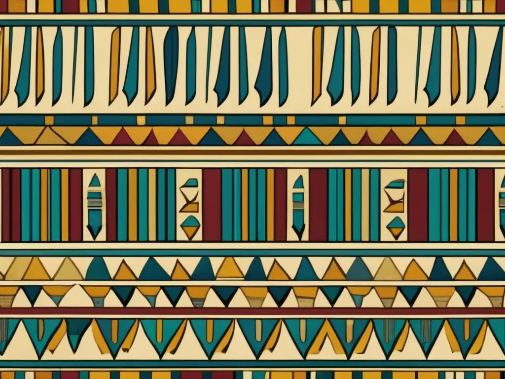 Diseño textil de moda egipcia: Intrincados patrones y vibrantes colores en una antigua tela egipcia