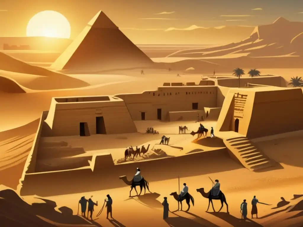 Emocionante escena de descubrimientos arqueológicos en Egipto al amanecer