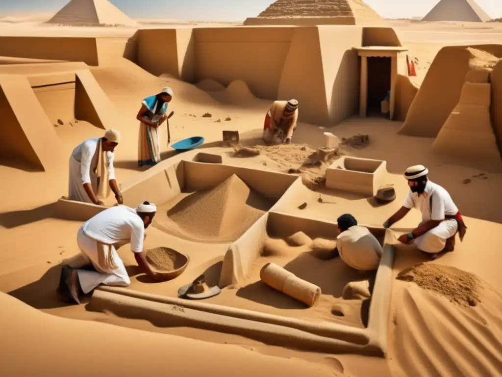 Emocionante escena de excavación arqueológica en el antiguo Egipto
