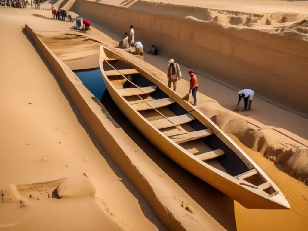 Emocionante imagen de la excavación arqueológica en Giza, Egipto, revelando los fascinantes Barcos Solares de Keops