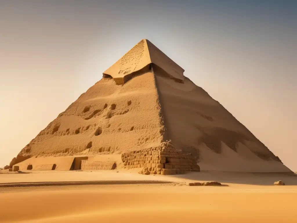 La enigmática Pirámide Acodada de Dahshur se alza con orgullo contra un cielo azul claro