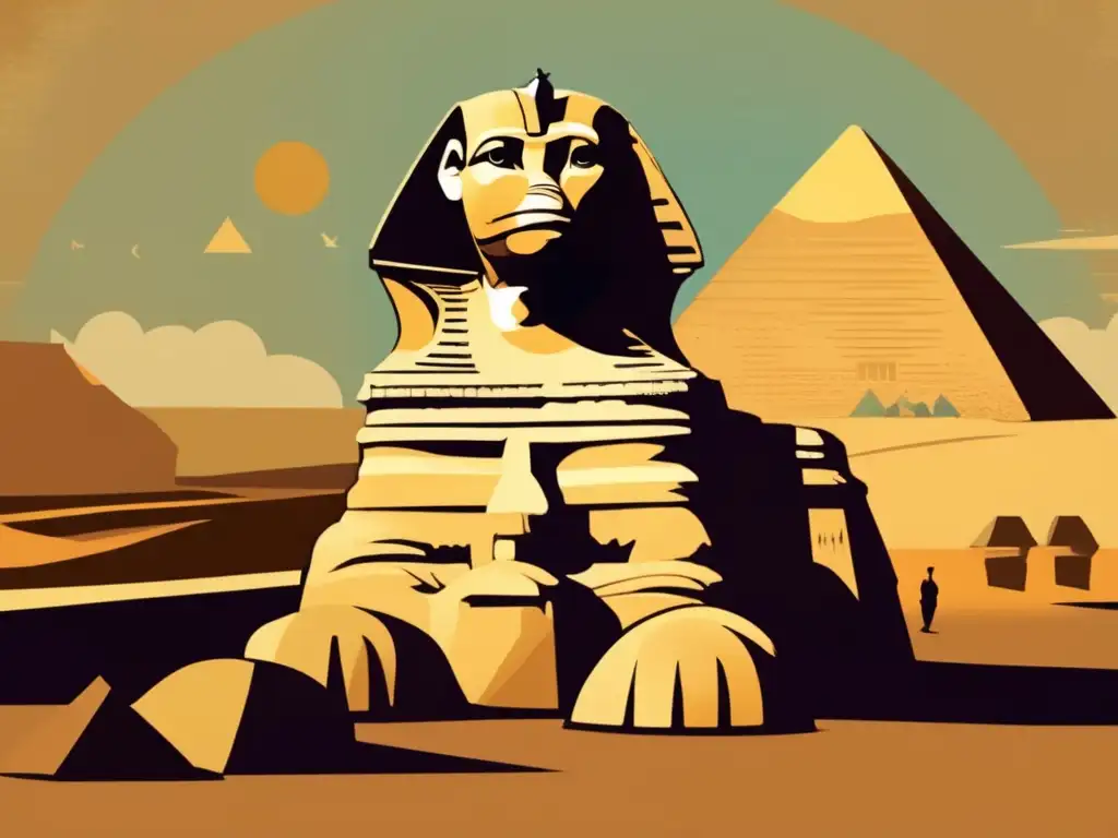 La enigmática esfinge antigua de Egipto, guardiana de los significados culturales, emerge majestuosamente en el desierto junto a las pirámides