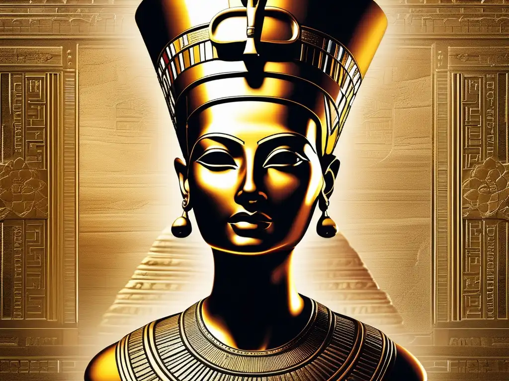 La enigmática belleza de Nefertiti resurge en esta imagen ultradetallada en 8k, mostrando su rostro y tocado con intrincados detalles