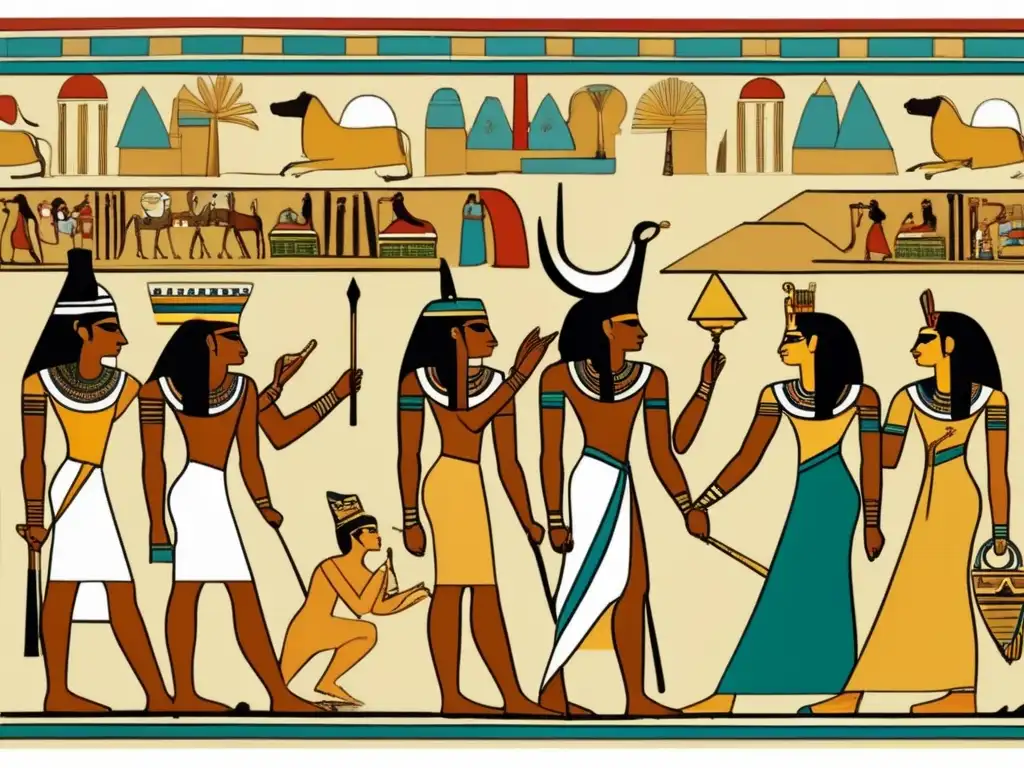 Enigmático mundo de los Faraones Menores del Antiguo Egipto: corte real en un salón grandioso, rodeados de misterio y majestuosidad