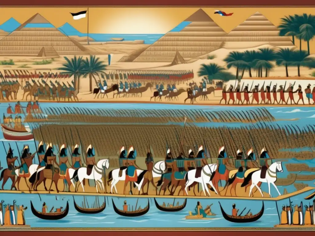 Épica batalla en el antiguo Egipto a lo largo del Nilo