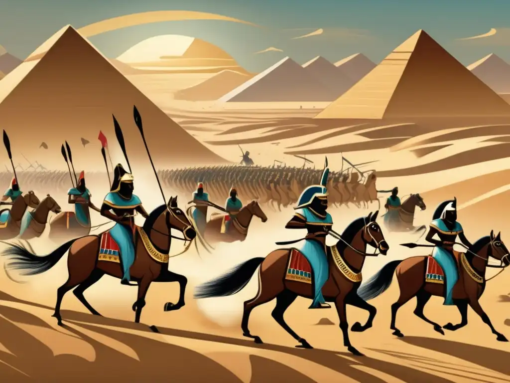Épica escena de batalla en arte egipcio