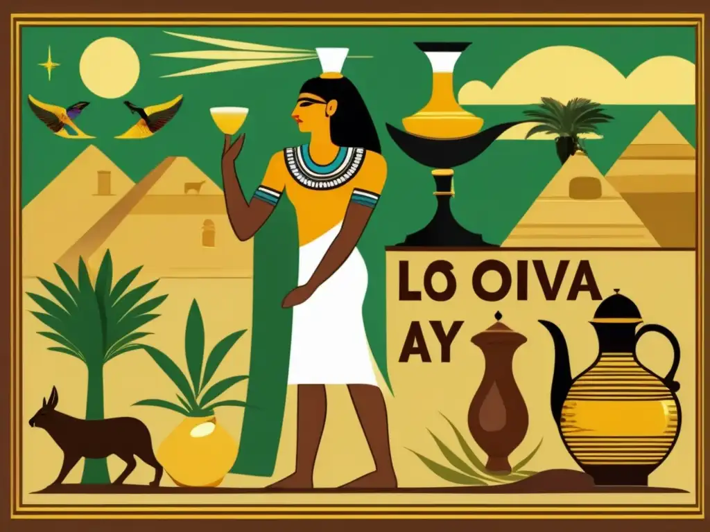 Escena antigua de Egipto: Dieta y rituales con aceite de oliva en el Antiguo Egipto