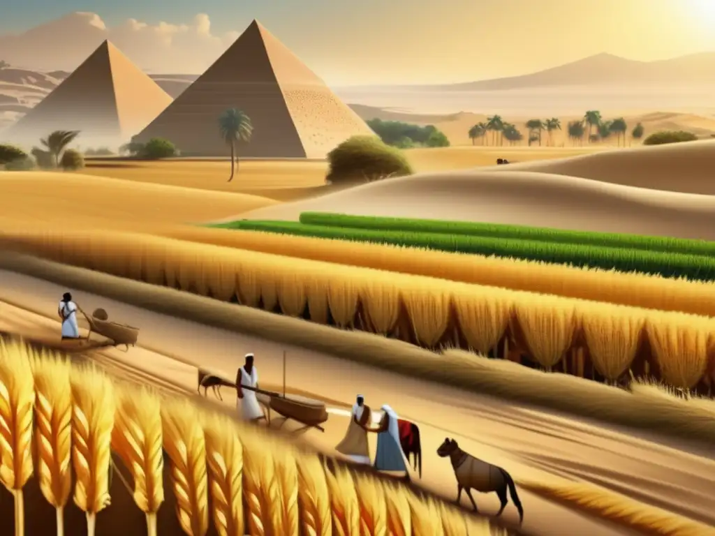 Una escena agrícola del Antiguo Egipto despliega ante nosotros, mostrando una revolución agrícola en el esplendor del Medio Reino