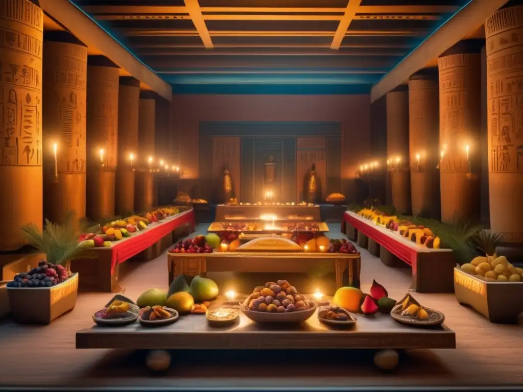 Una escena de banquete en el antiguo Egipto muestra opulencia y exquisita gastronomía