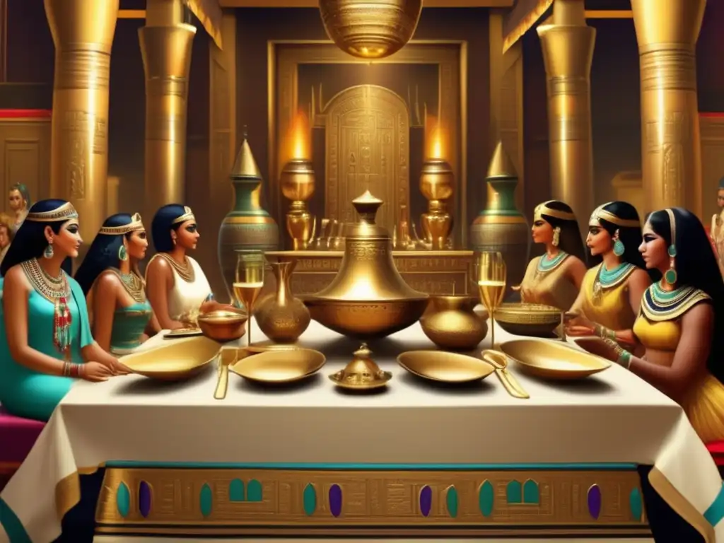 Una escena de banquete egipcio antiguo en estilo vintage