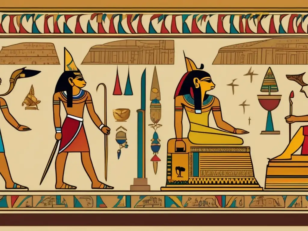 Escena de culto y mitología en el Egipto PreDinástico: Pintura mural antigua muestra adoradores ofreciendo a Horus