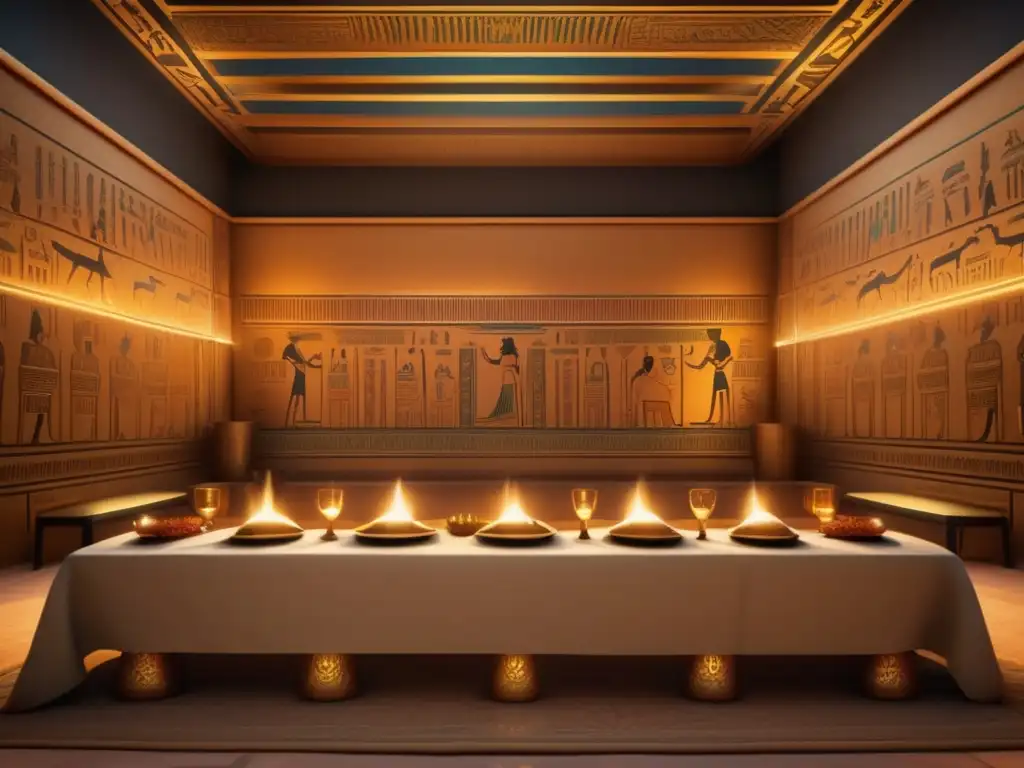Una escena detallada en 8k muestra un antiguo banquete egipcio