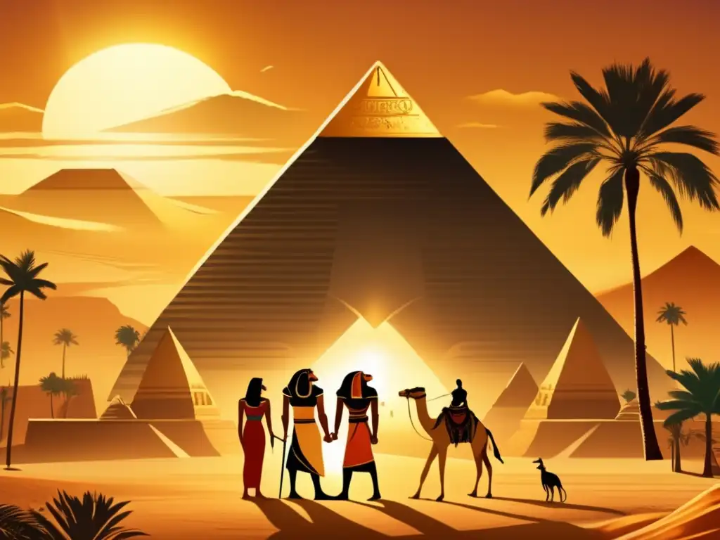 Una escena grandiosa del Antiguo Egipto en 'El Legado del Faraón', una película de estilo póster vintage
