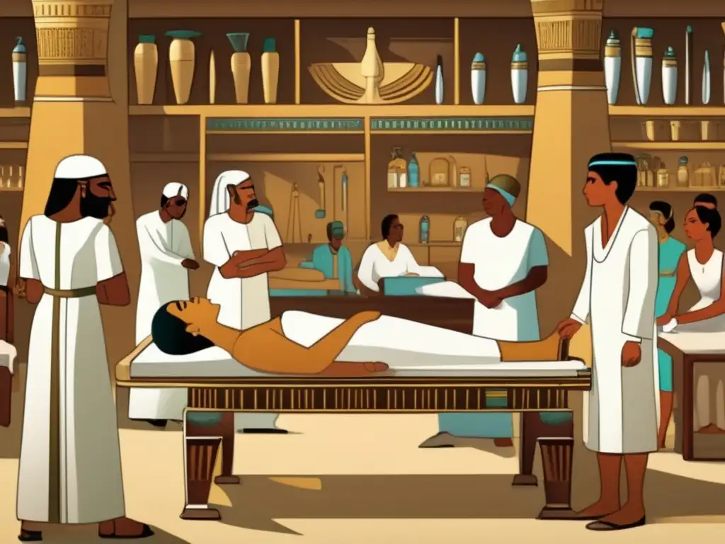 Escena médica en el antiguo Egipto durante el Imperio Nuevo