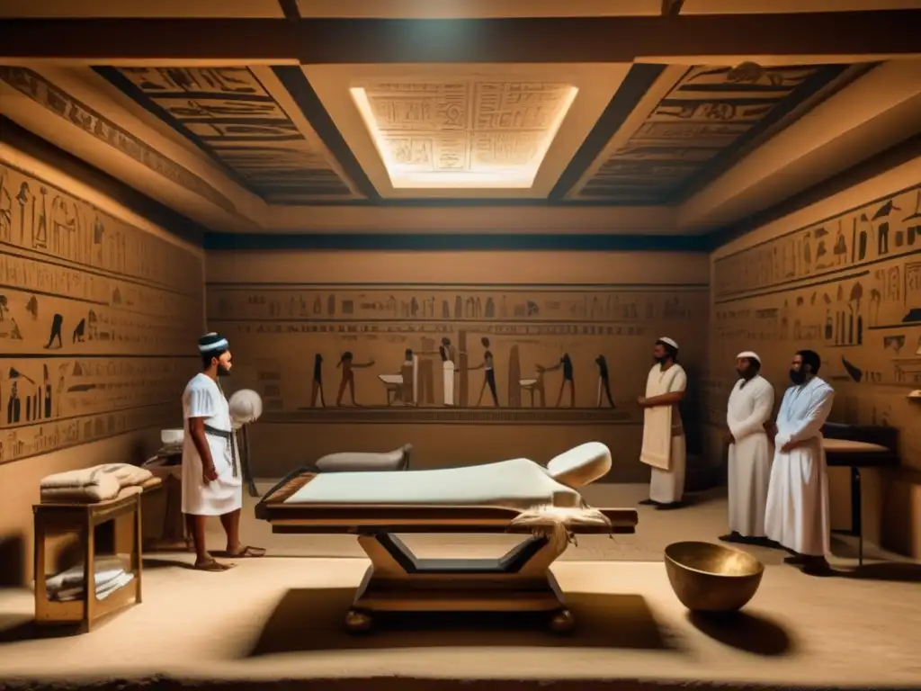 Una escena quirúrgica egipcia antigua y misteriosa
