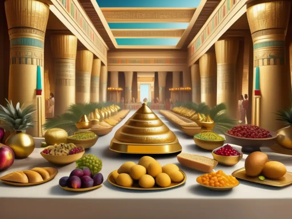 Una escena vintage de un banquete opulento en el antiguo Egipto