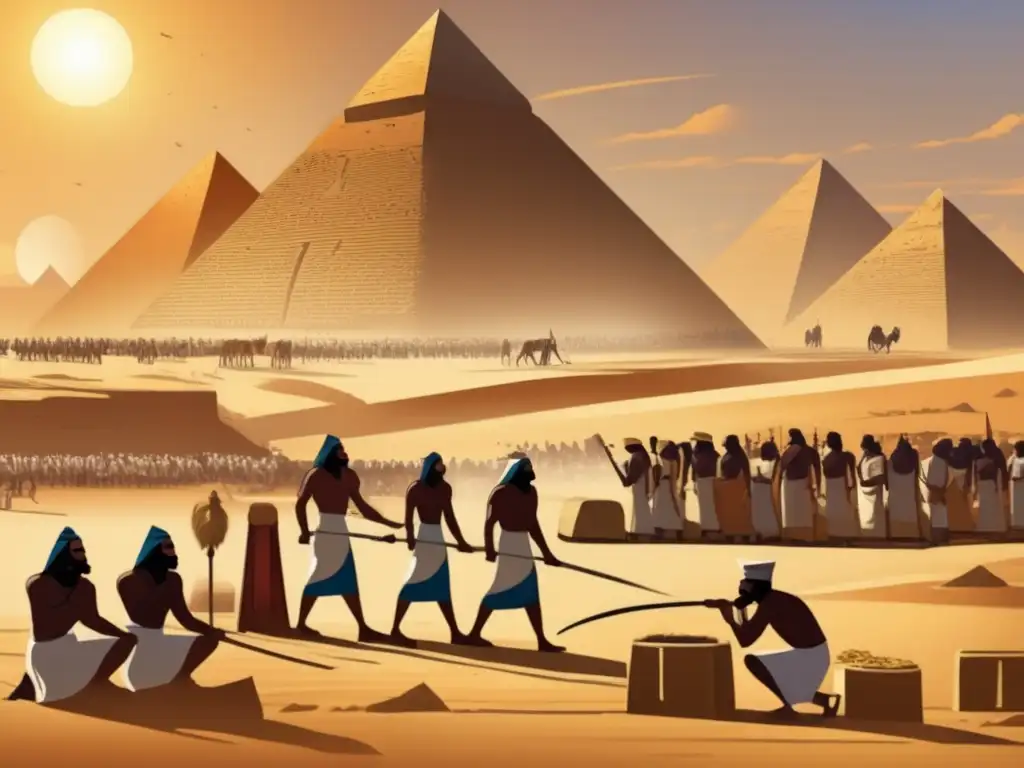 Esclavos y trabajadores en la construcción egipcia, bajo el sol abrasador
