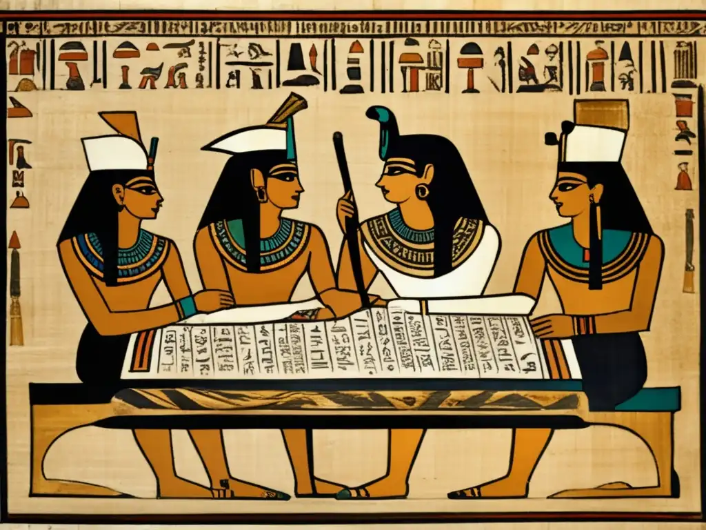Escritores egipcios: Guardianes del conocimiento en una imagen vintage
