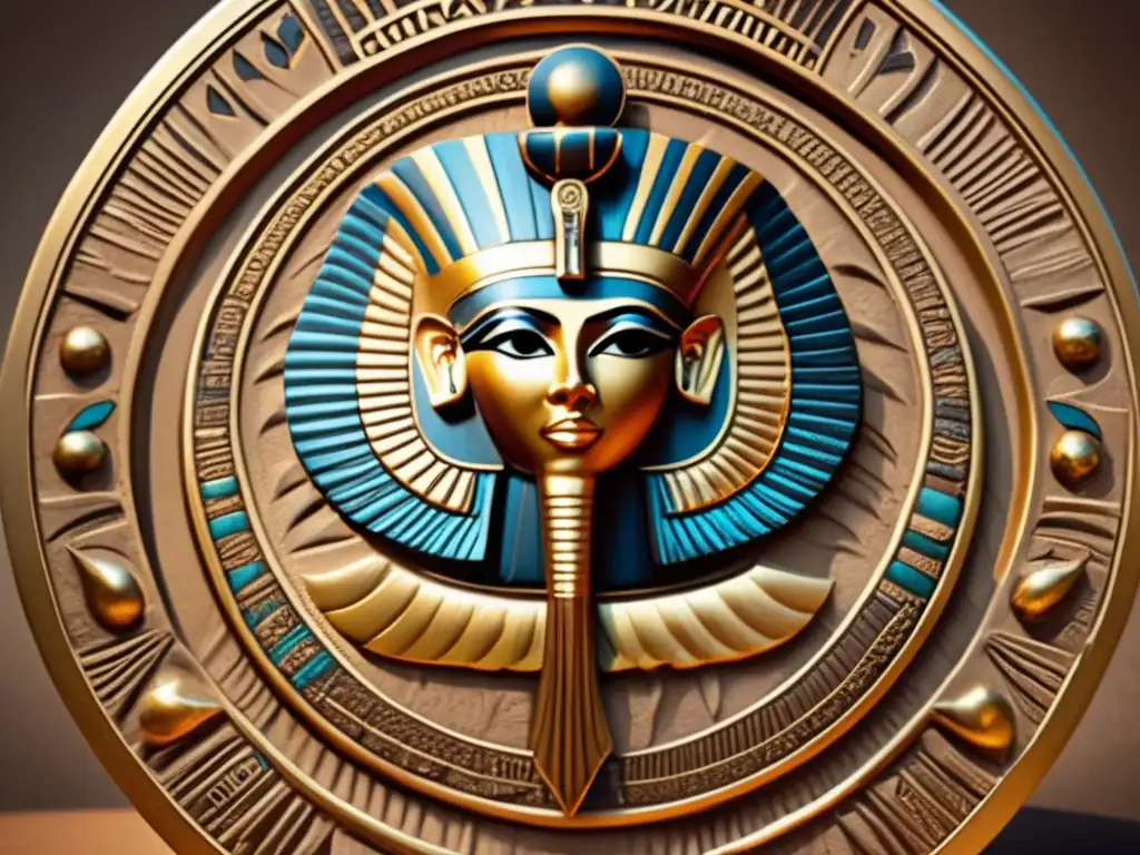 Un escudo egipcio antiguo con detalles intrincados y símbolos que representan el significado y diseño de los escudos egipcios