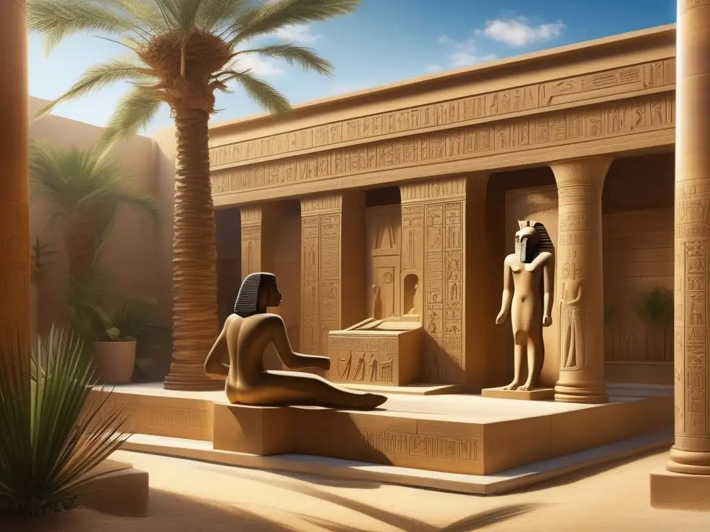 Un escultor egipcio trabaja en una estatua del faraón con proporciones antinaturales