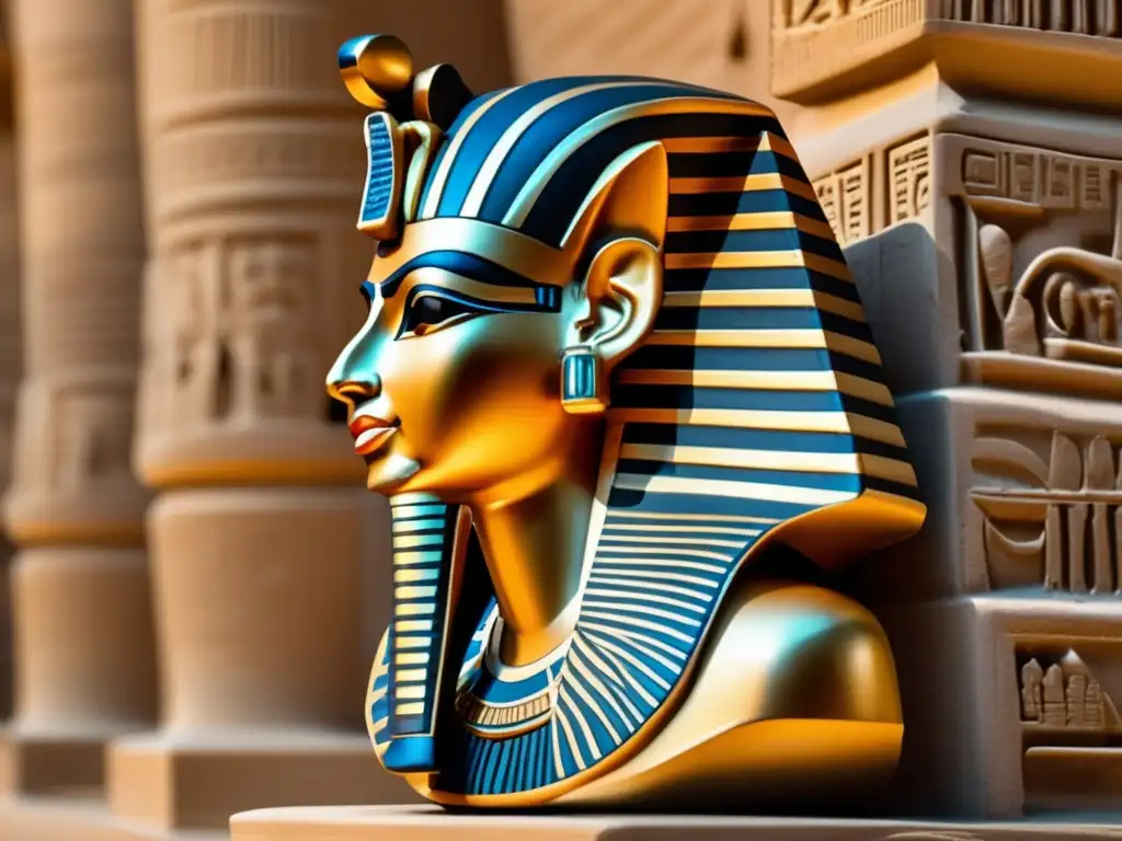 Escultura egipcia antigua en perfil, detallada y preservada, muestra técnicas de escultura en Egipto