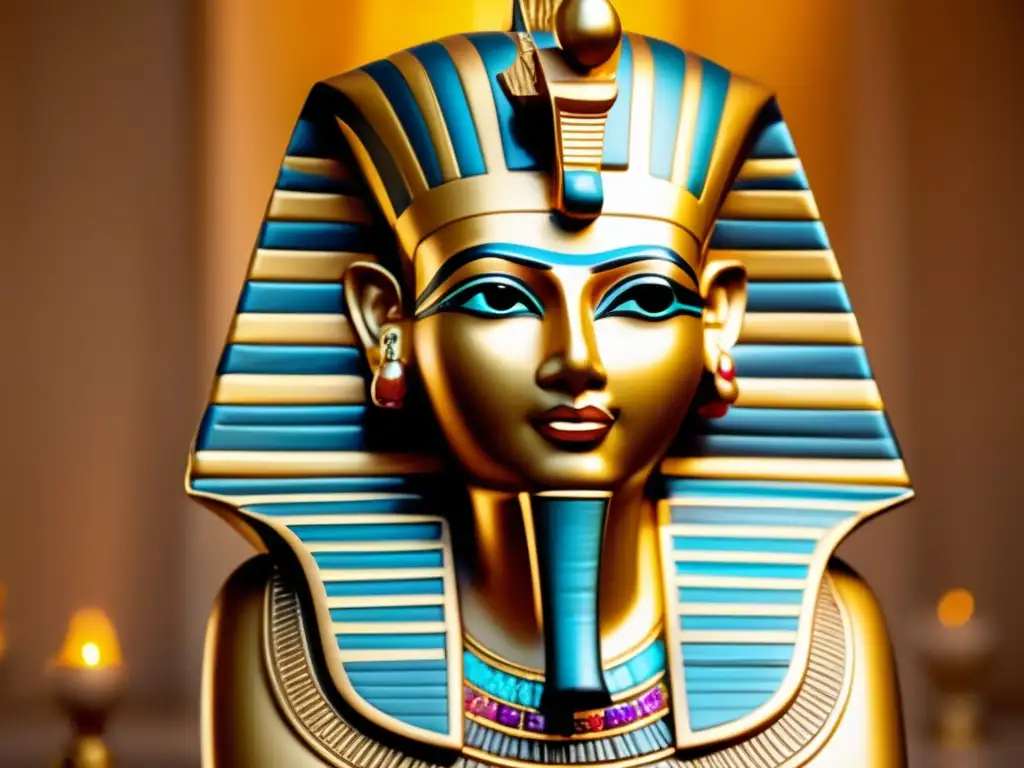 Una escultura egipcia dorada de un faraón antiguo destaca la belleza y el significado del dorado en Egipto