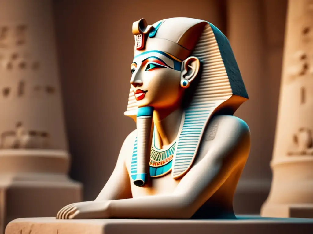 Escultura de Akhenaton en Amarna: Una imagen 8k ultradetallada de la icónica escultura del antiguo faraón egipcio