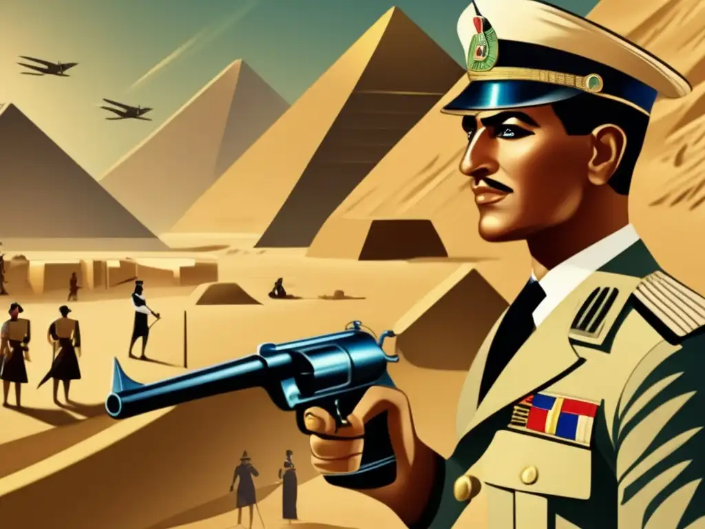 Un espía egipcio vintage reúne inteligencia militar en jeroglíficos en un animado mercado