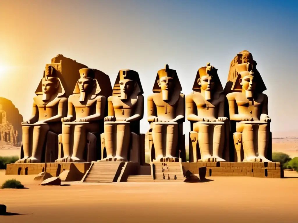 Las estatuas colosales de Memnón se alzan majestuosas en el desierto dorado de Egipto