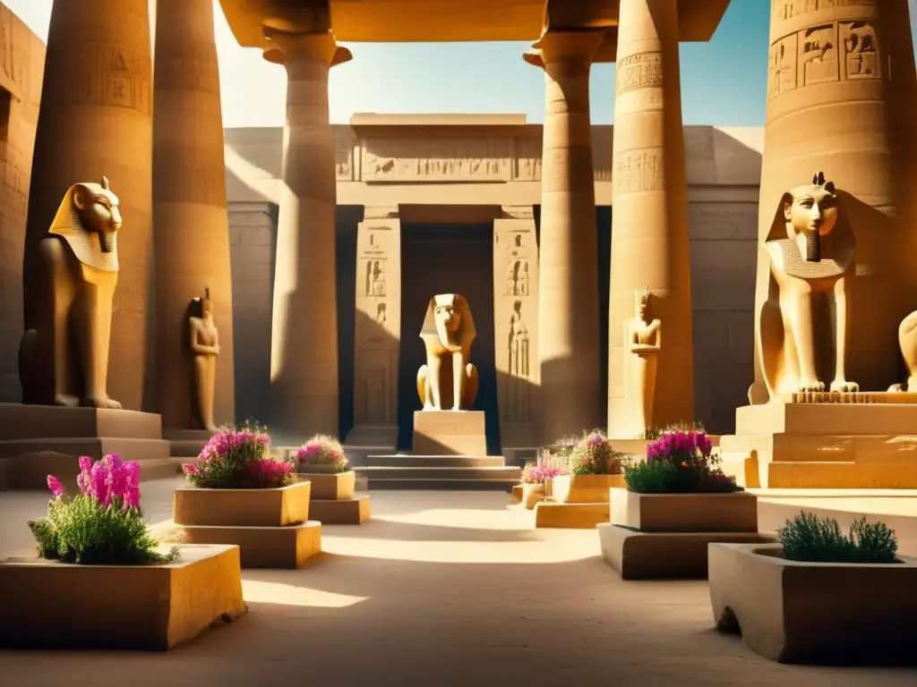 Estatuas de Sekhmet, significado ritual en templo egipcio