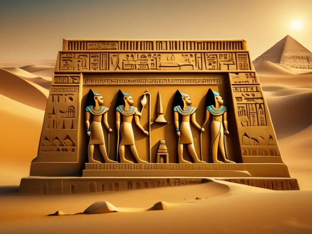 La Estela del Hambre en Egipto, una imagen detallada en 8k con estilo vintage