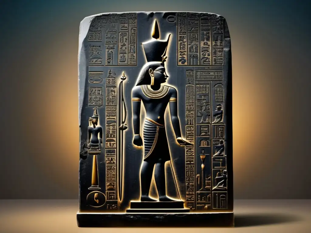 La Estela Triunfal de Merneptah, una imagen vintage detallada, muestra la historia grabada en jeroglíficos