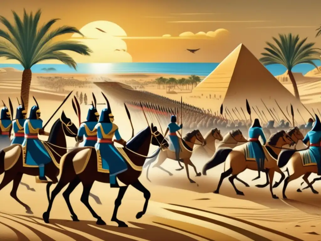 Estrategias militares egipcias en el Imperio Medio: Una pintura detallada que muestra una batalla antigua en Egipto