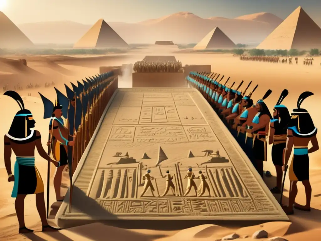 Estrategias militares del Imperio Antiguo de Egipto se despliegan en un paisaje desértico con el Nilo de fondo