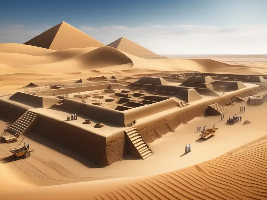 Estratigrafía en la arqueología del Antiguo Egipto: Una imagen vintage de una excavación arqueológica en las dunas doradas de Egipto