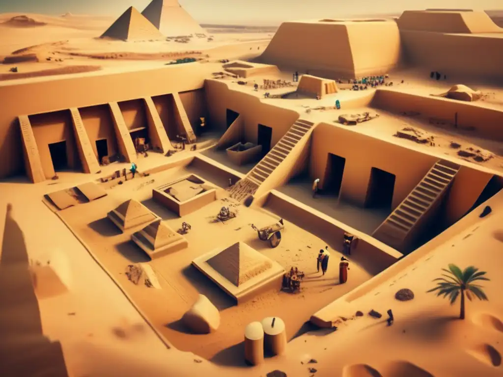 Excavación arqueológica en Egipto con tecnología moderna, revelando la historia y el patrimonio cultural