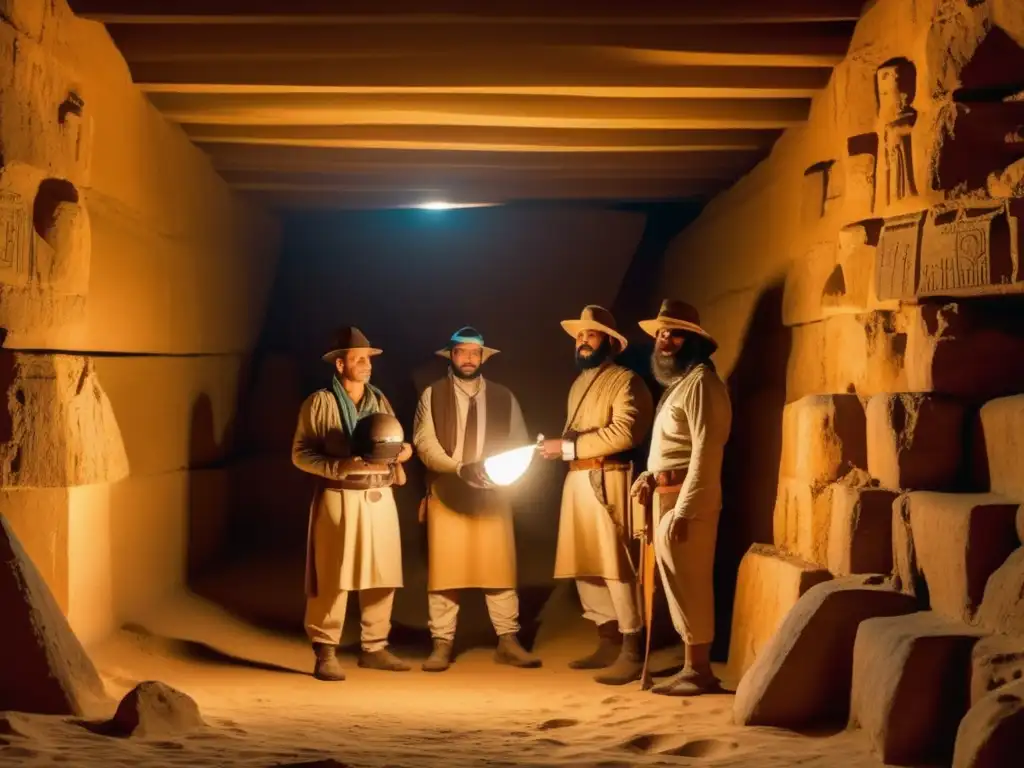 Exploración de cámaras ocultas en la pirámide de Micerinos: arqueólogos descubren enigmáticas reliquias bajo la luz de antiguas lámparas