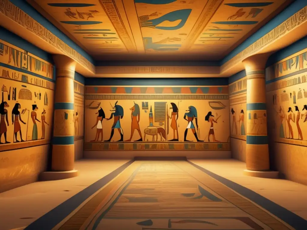 Exploración en el Valle de los Reyes: una tumba egipcia bellamente decorada con jeroglíficos, murales vibrantes y deidades antiguas