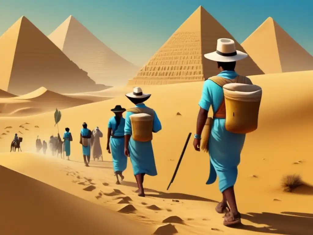 Exploradores en ruinas egipcias usando videojuegos educativos de egiptología