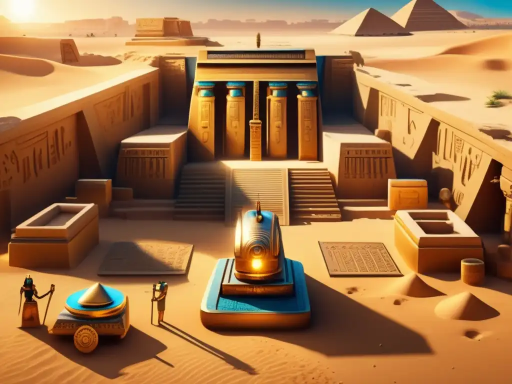Exquisita escena egipcia, bañada en cálida luz dorada