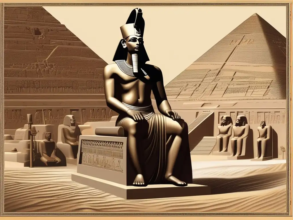 Una exquisita ilustración vintage de Ptahhotep, sabio egipcio, autor de 'Lecciones de moral egipcia Ptahhotep'