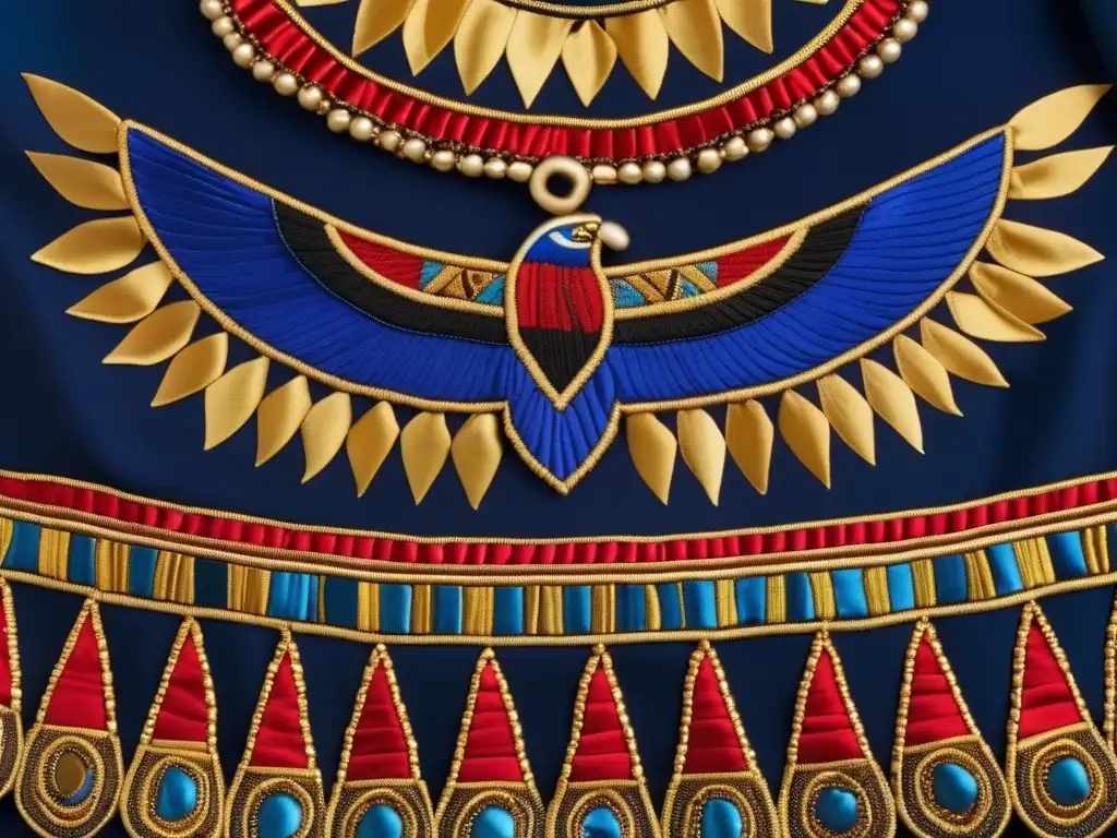 Exquisito tocado egipcio bordado y con cuentas, muestra la moda egipcia en la antigüedad en todo su esplendor y opulencia vintage