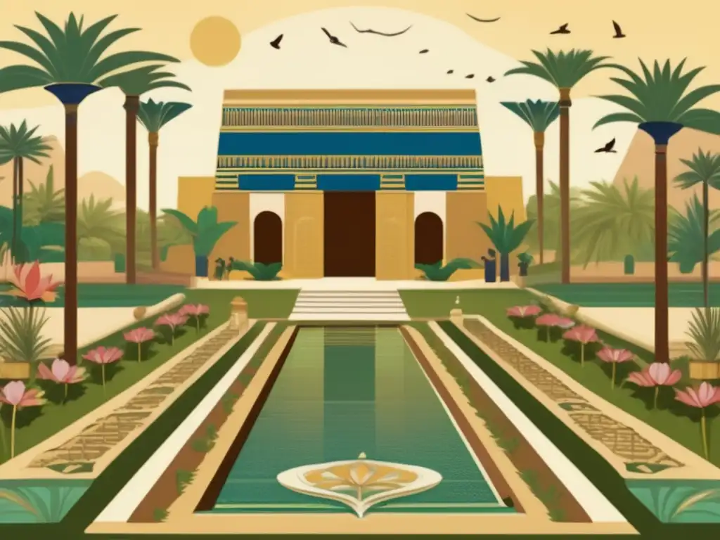 Un jardín exuberante en el antiguo Egipto