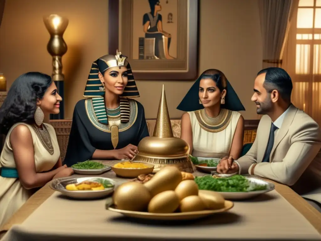 Una fotografía vintage de una familia egipcia tradicional, con influencia política en su vida familiar en el antiguo Egipto