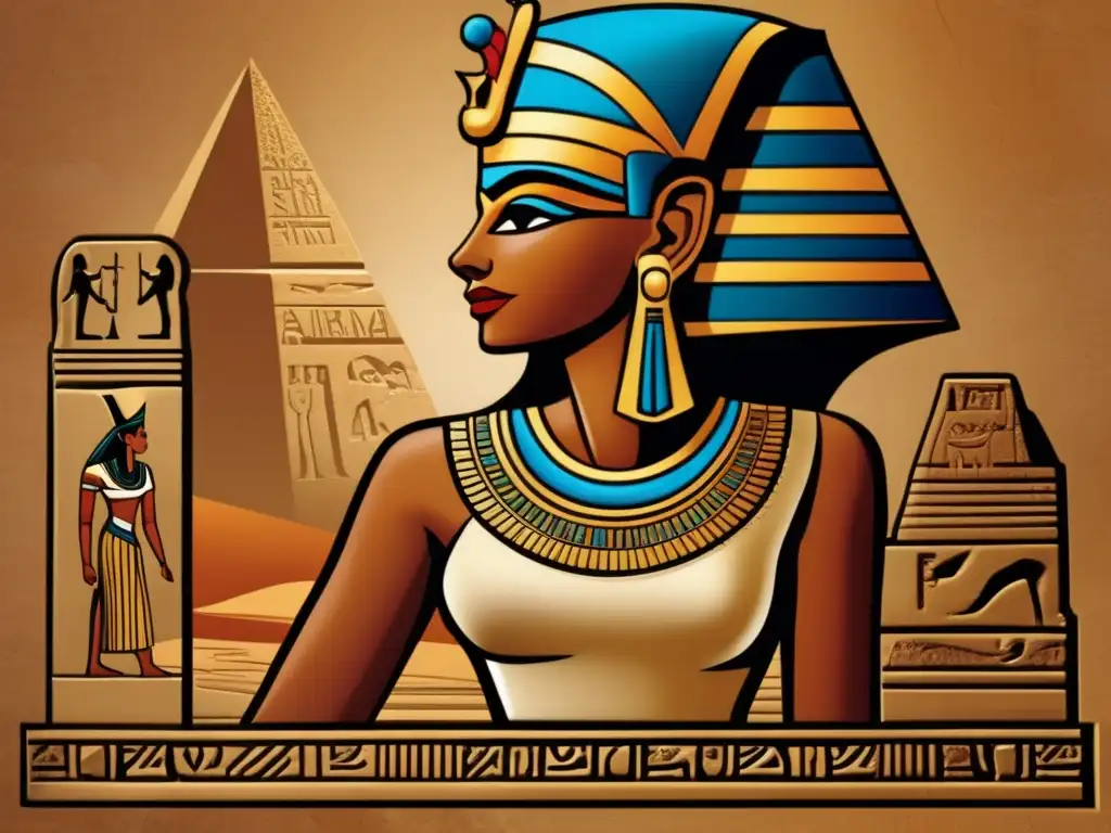 Faraona Hatshepsut, desafiando el patriarcado con gracia y sabiduría en esta impresionante imagen vintage
