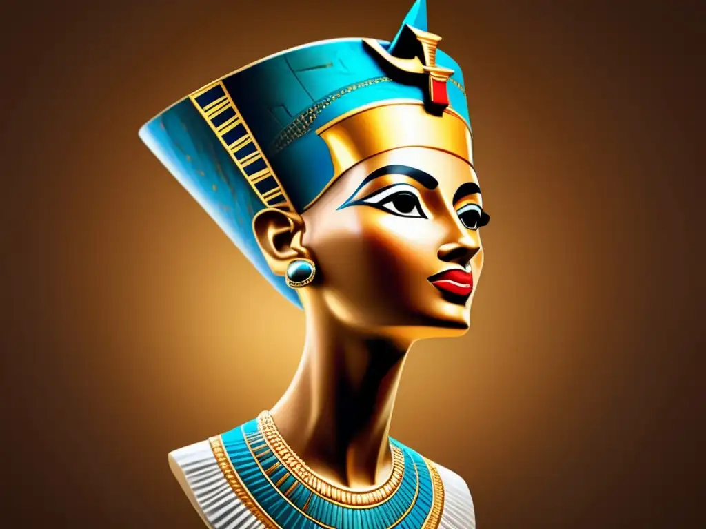 La fascinación por la belleza del antiguo Egipto cobra vida en esta imagen detallada de la icónica estatua de Nefertiti