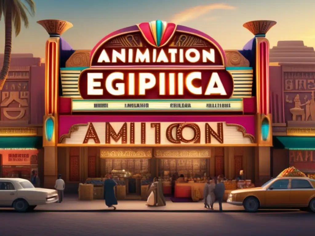 Descubre la fascinante Animación sobre la civilización egipcia en un teatro vintage en 8k