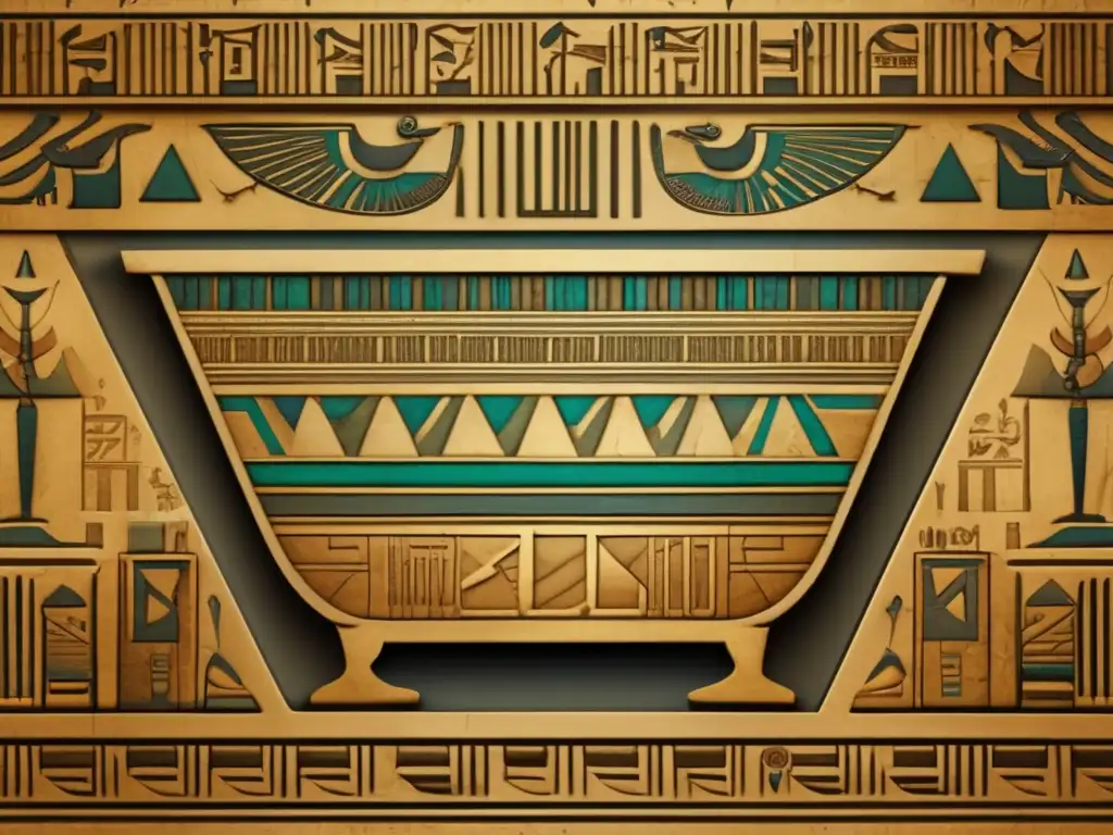 Un fascinante diseño matemático en un sarcófago egipcio antiguo, evocando historia y arte
